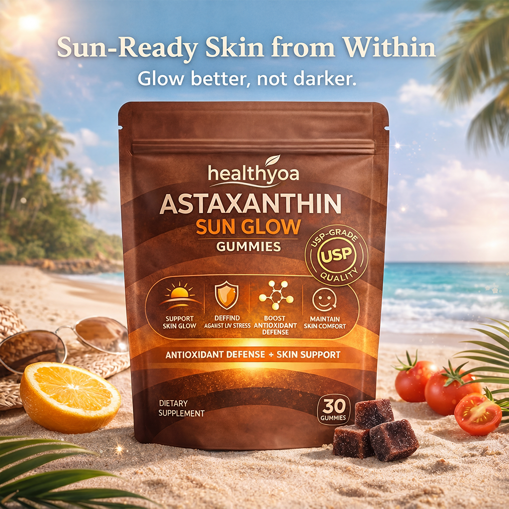 Astaxanthin Sun Glow Gummies, Sun-Kissed Glow, No Sunburn Required